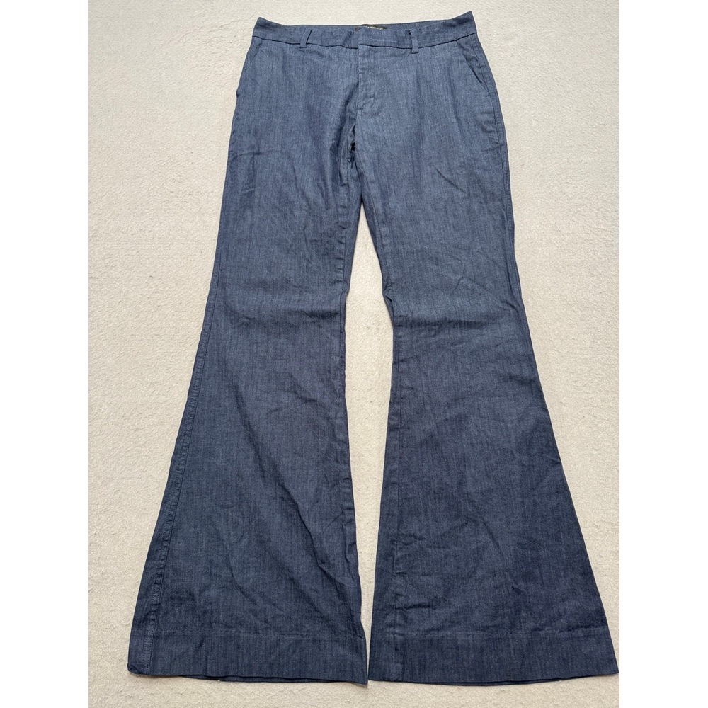 Banana Republic Flared Trousers Women's 4 Blue Denim Medium Wash Baggy Fit Retro
